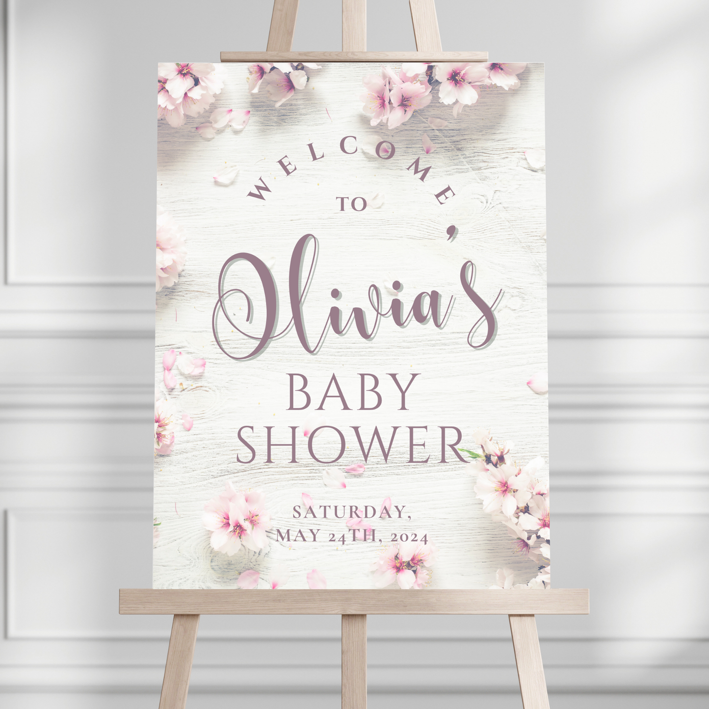Cherry Blossoms Baby Shower Welcome Sign