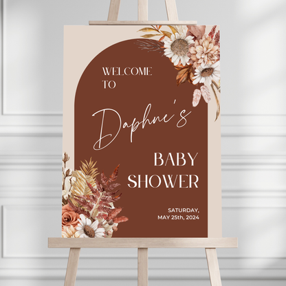 Fall Florals Baby Shower Welcome Sign