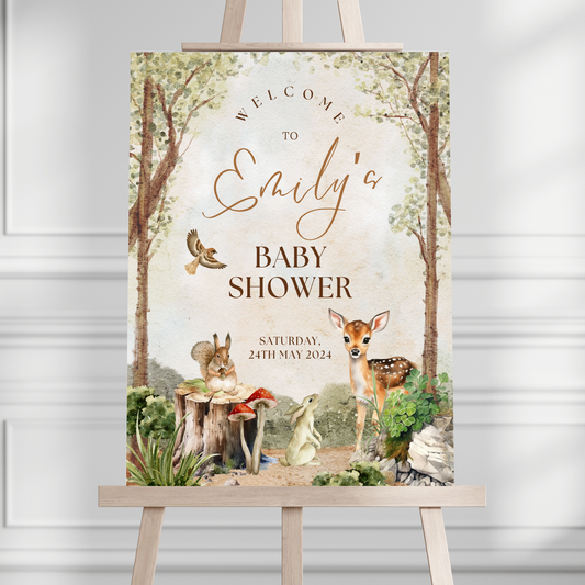 Woodland Creatures Baby Shower Welcome Sign