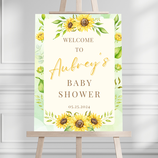 Sunflower Baby Shower Welcome Sign