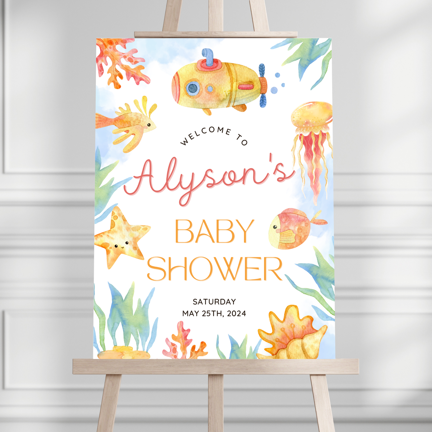 Submarine Baby Shower Welcome Sign - Magnolia Dane Co.