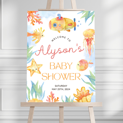 Submarine Baby Shower Welcome Sign - Magnolia Dane Co.