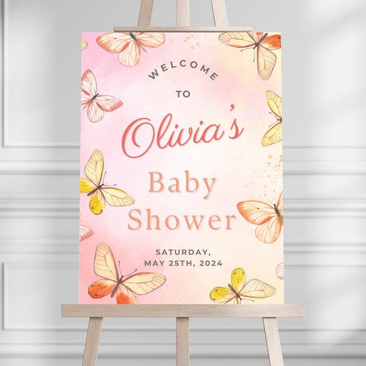 Butterfly Baby Shower Welcome Sign