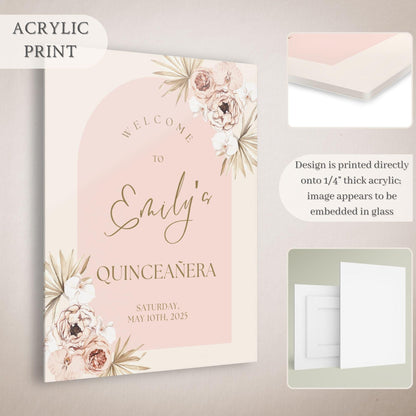 Boho Arch Quinceañera Welcome Sign