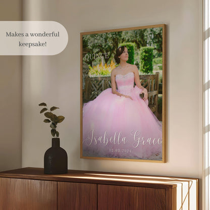 Simple Text Custom Photo Quinceañera Welcome Sign