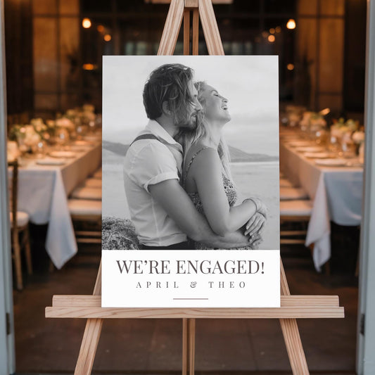 "We're Engaged!" Bold Text Engagement Party Welcome Sign