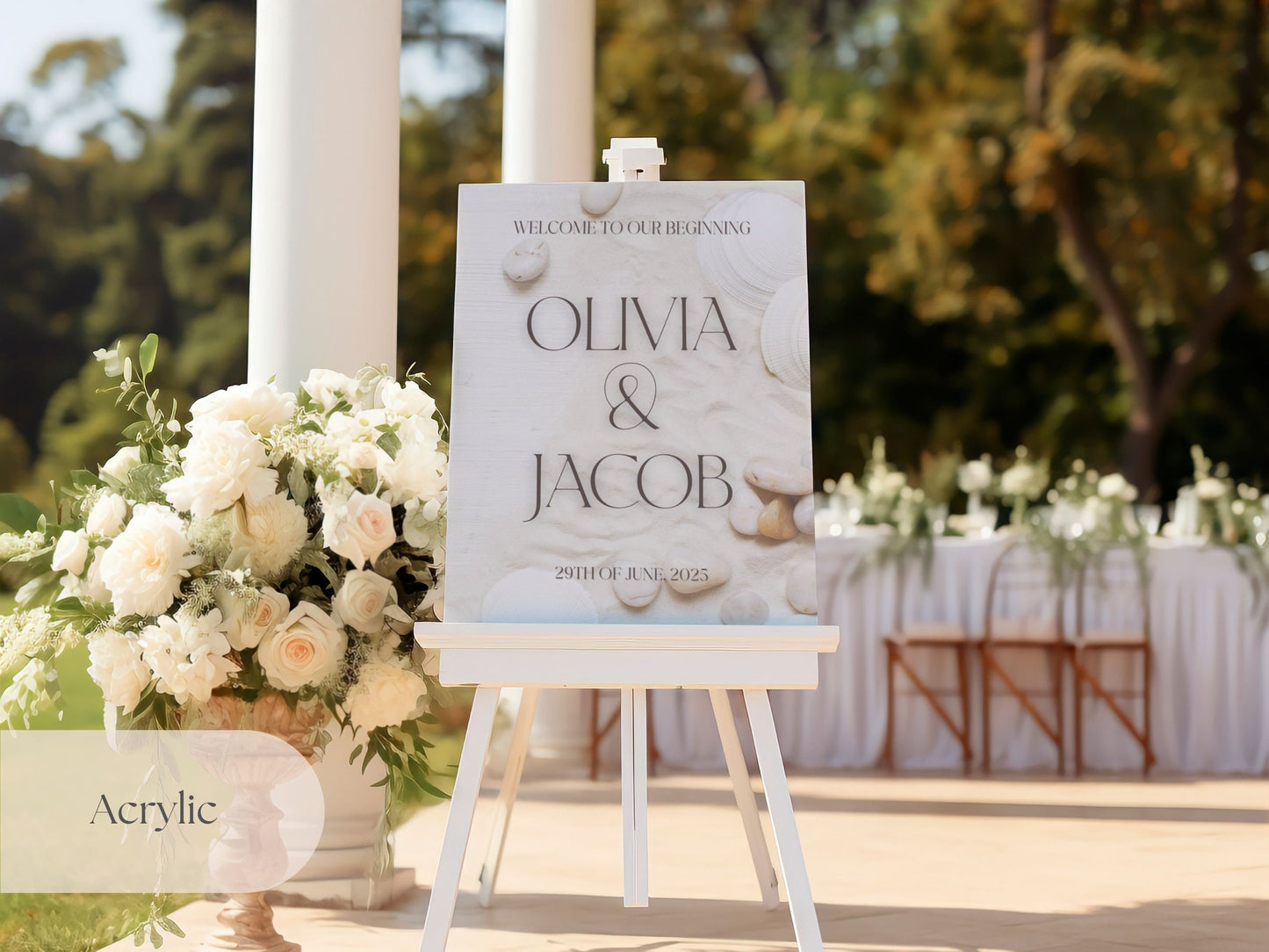 "Welcome To Our Beginning" Beach Wedding Welcome Sign - Magnolia Dane Co.