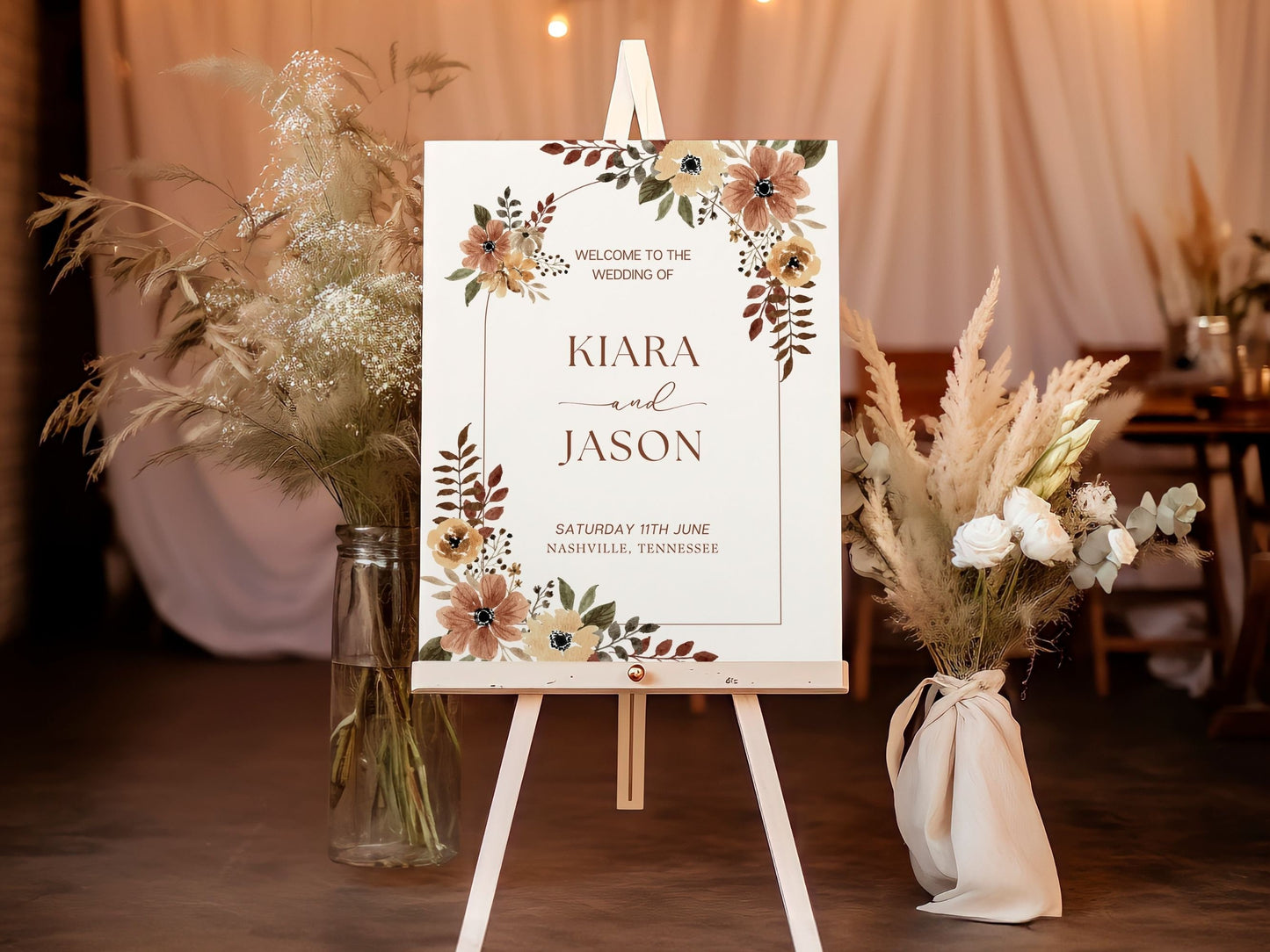 Boho Neutral Wedding Welcome Sign - Magnolia Dane Co.