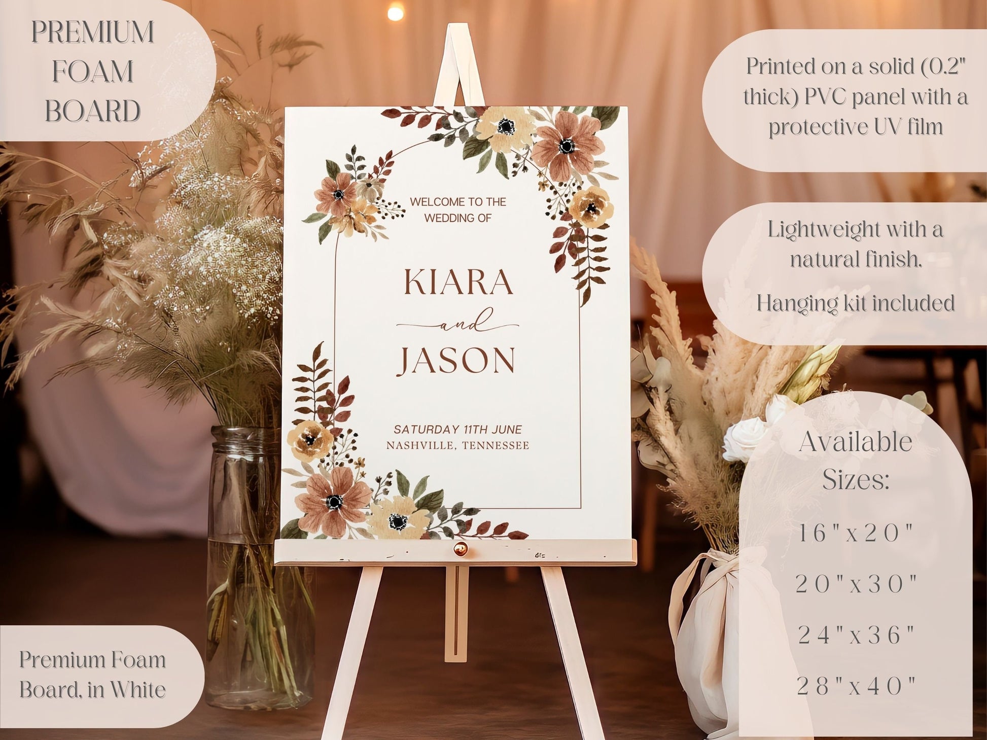 Boho Neutral Wedding Welcome Sign - Magnolia Dane Co.