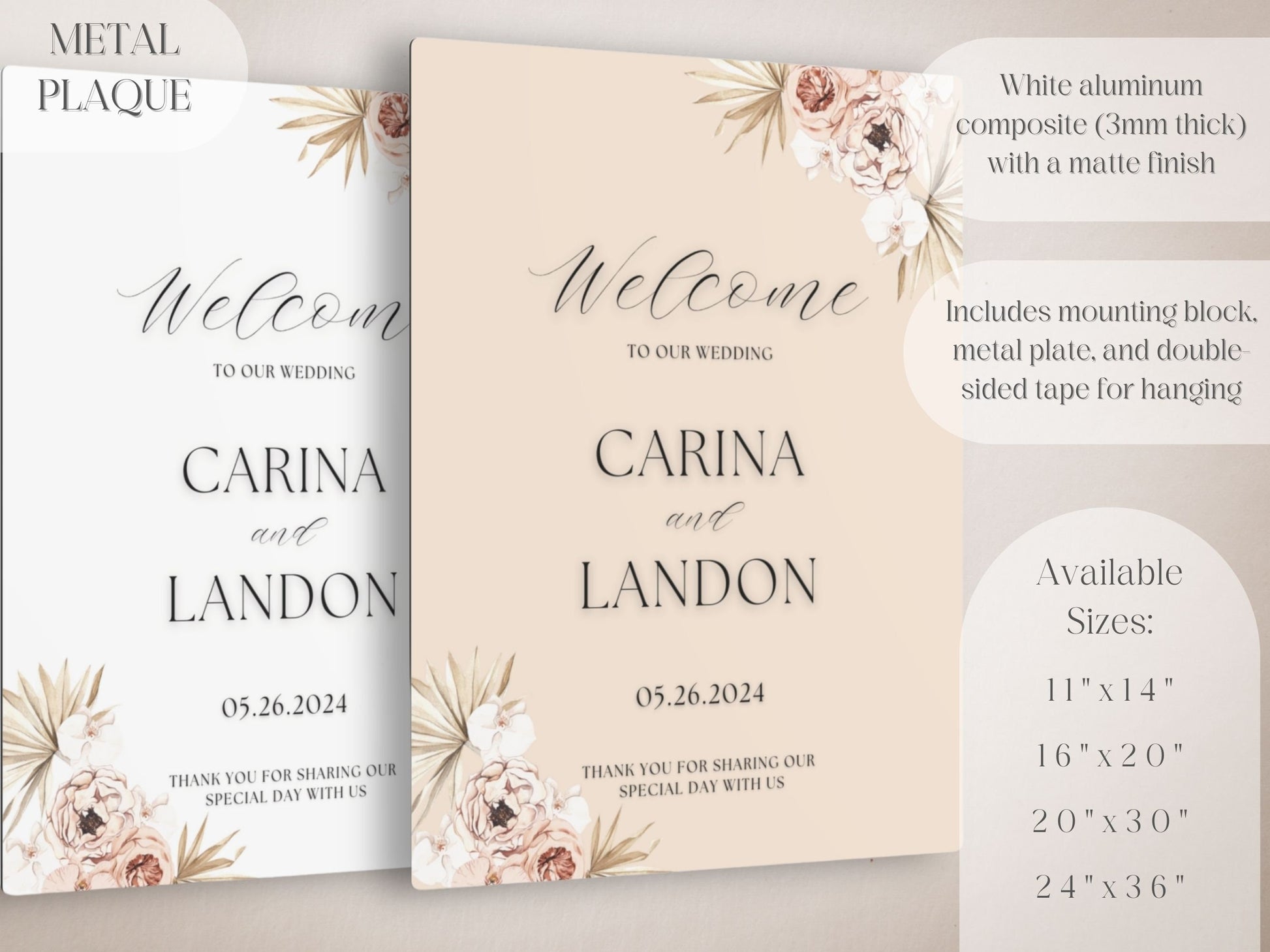 Delicate Floral Wedding Welcome Sign - Magnolia Dane Co.