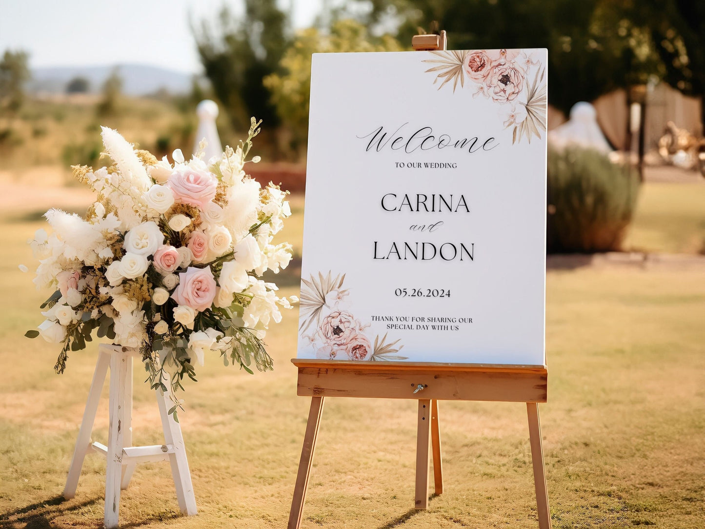 Delicate Floral Wedding Welcome Sign - Magnolia Dane Co.