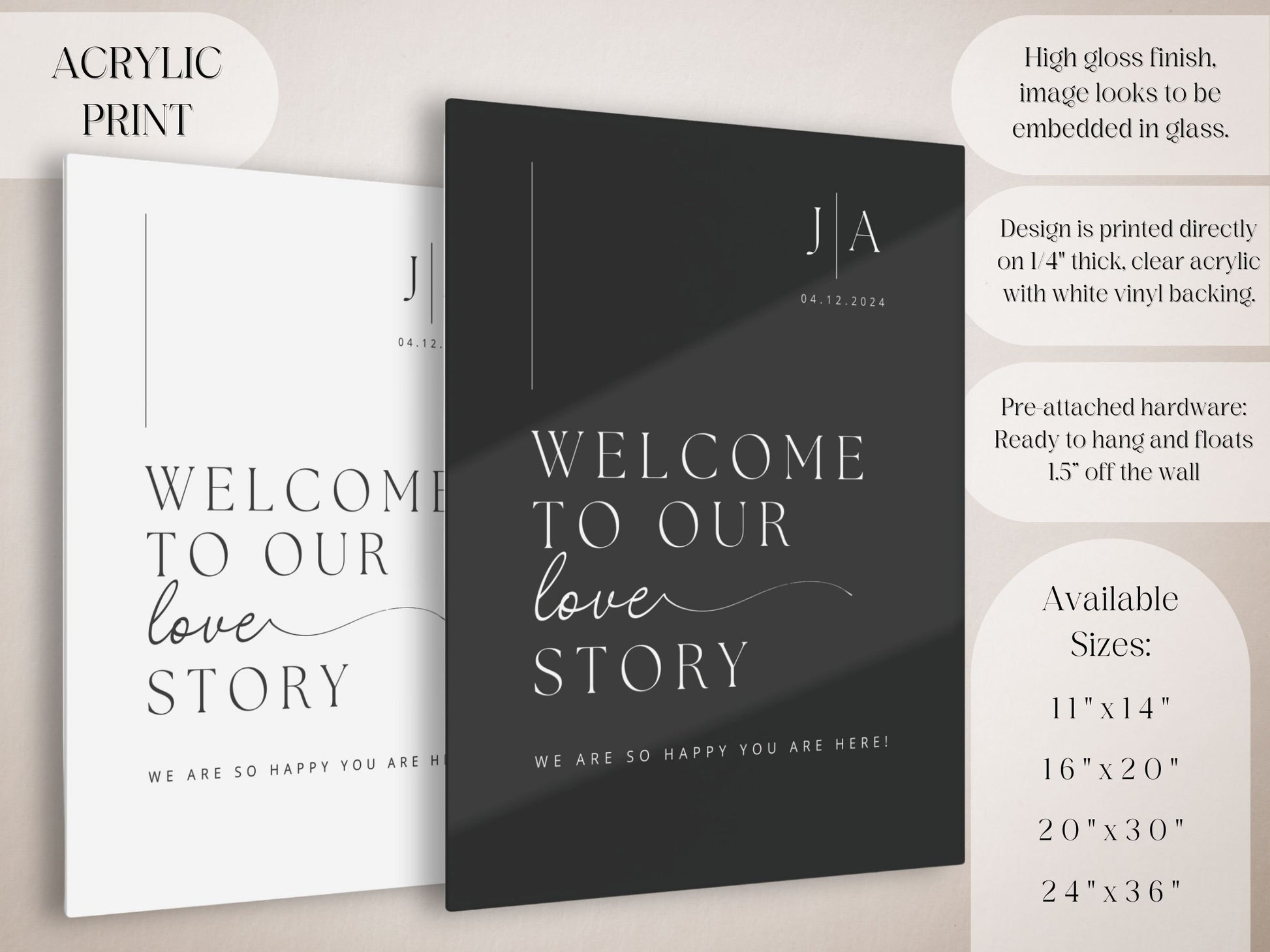 "Welcome To Our Love Story" Wedding Welcome Sign - Magnolia Dane Co.