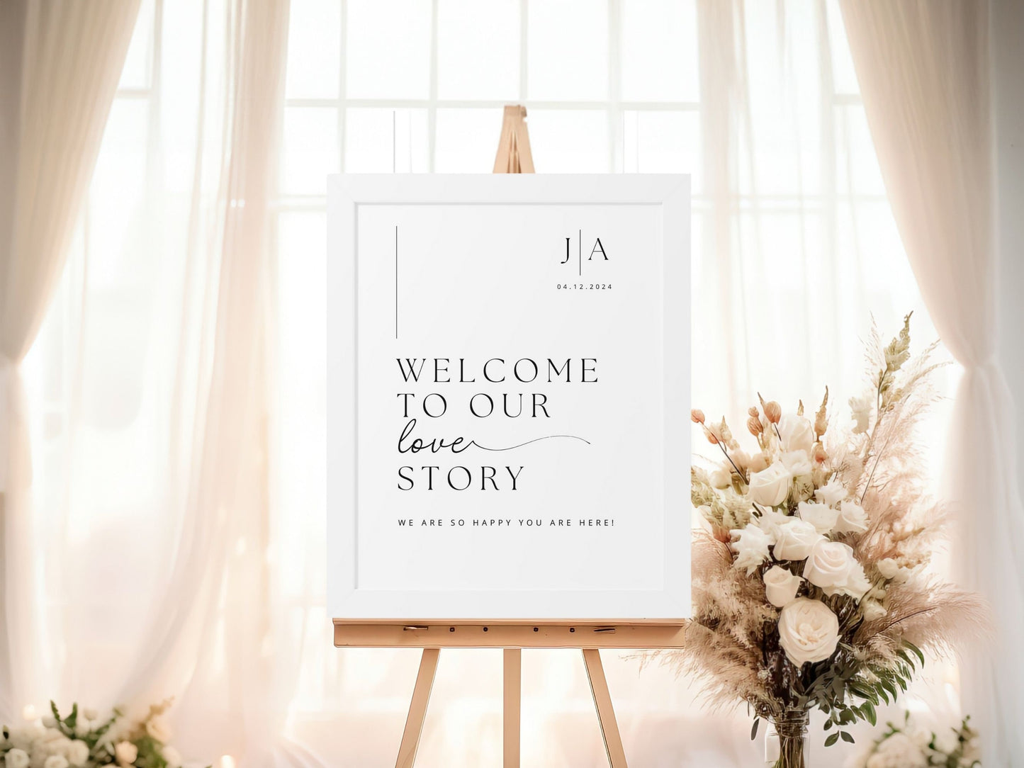 "Welcome To Our Love Story" Wedding Welcome Sign - Magnolia Dane Co.