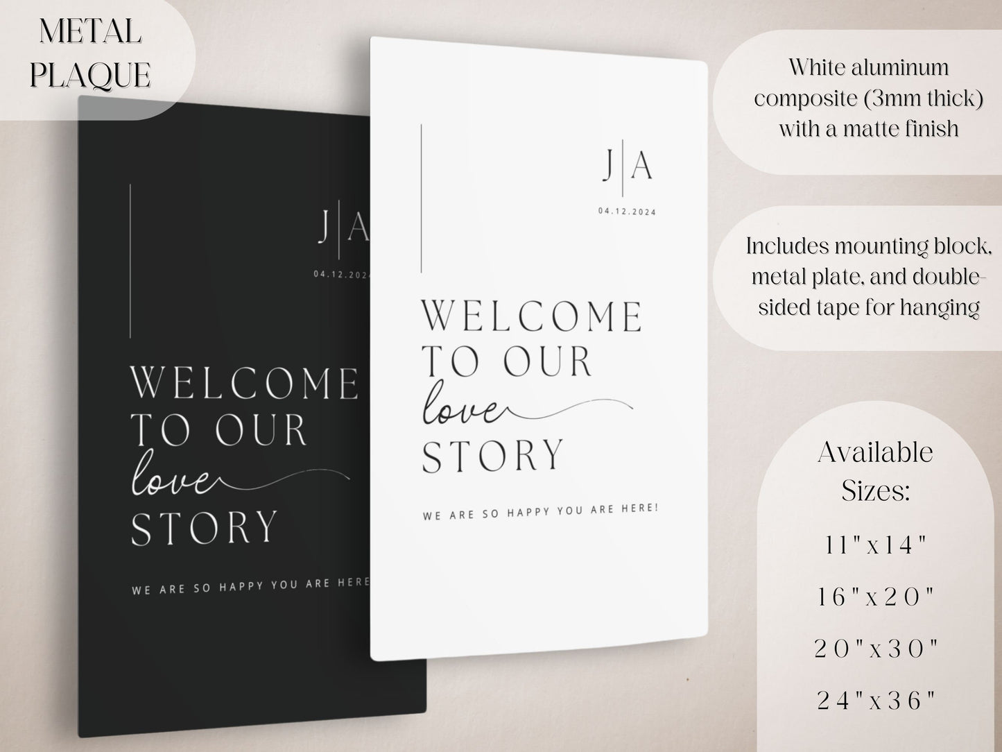 "Welcome To Our Love Story" Wedding Welcome Sign - Magnolia Dane Co.