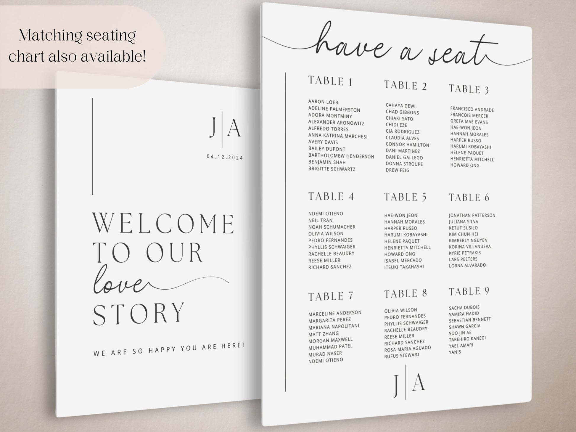 "Welcome To Our Love Story" Wedding Welcome Sign - Magnolia Dane Co.