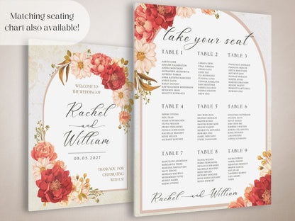 Fall Florals Wedding Welcome Sign - Magnolia Dane Co.