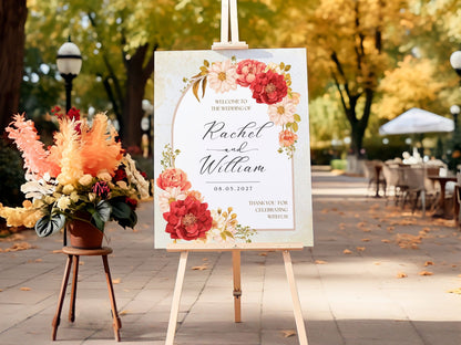 Fall Florals Wedding Welcome Sign - Magnolia Dane Co.