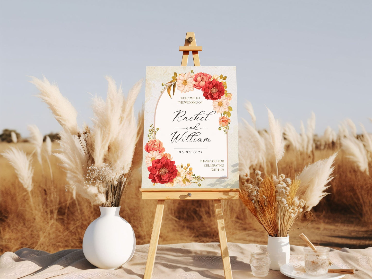 Fall Florals Wedding Welcome Sign - Magnolia Dane Co.