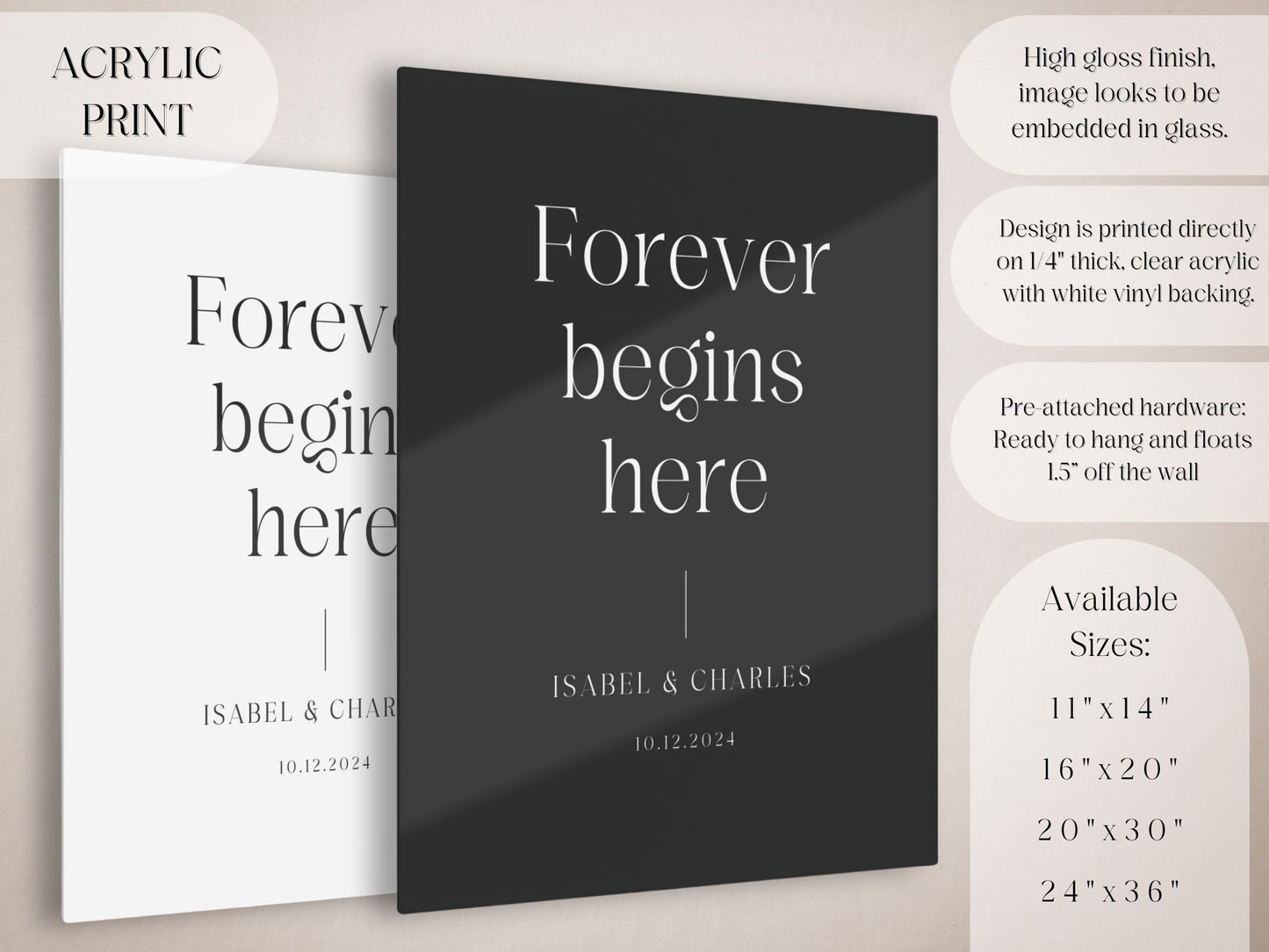 "Forever Begins Here" Wedding Welcome Sign - Magnolia Dane Co.