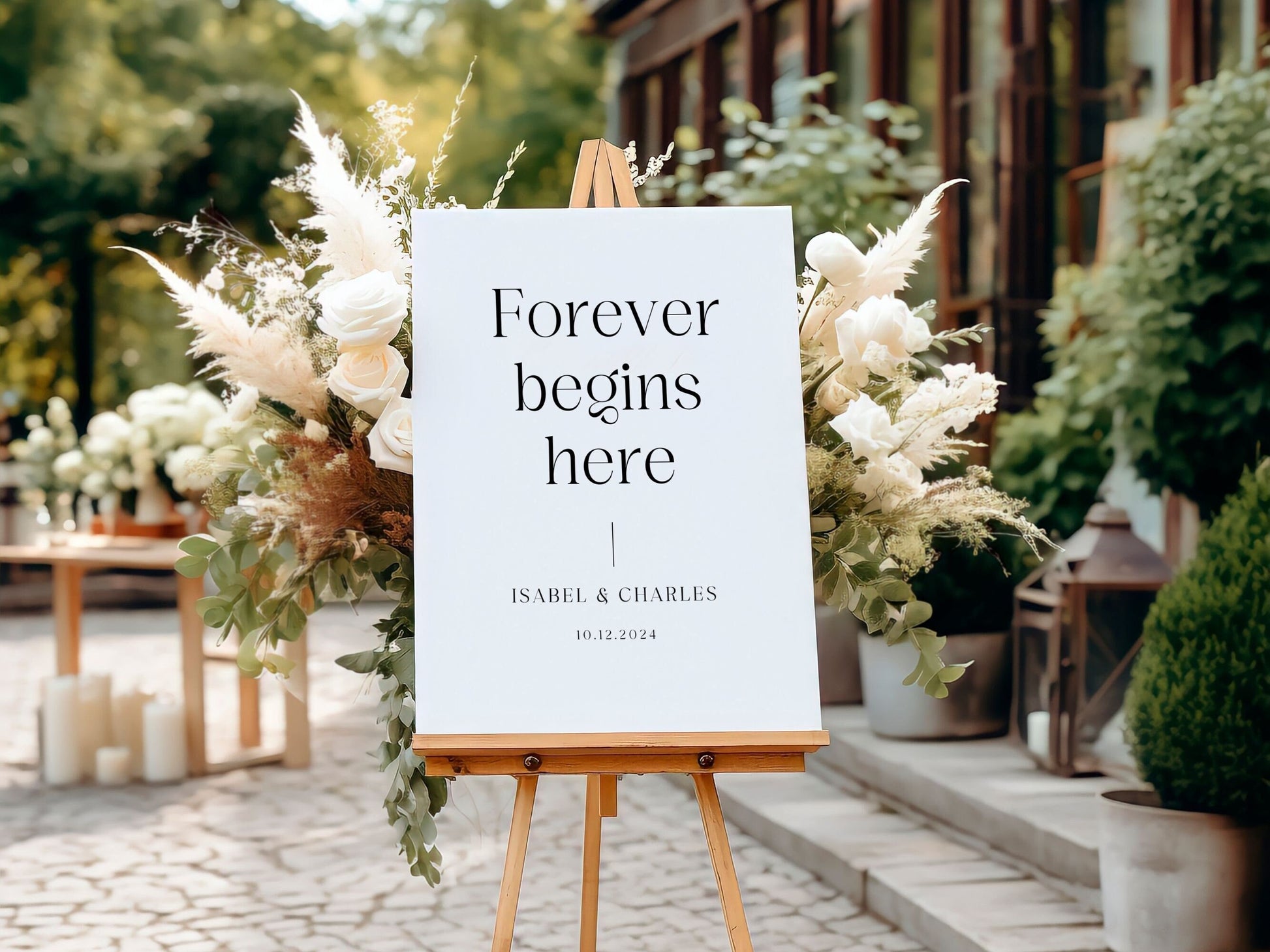 "Forever Begins Here" Wedding Welcome Sign - Magnolia Dane Co.