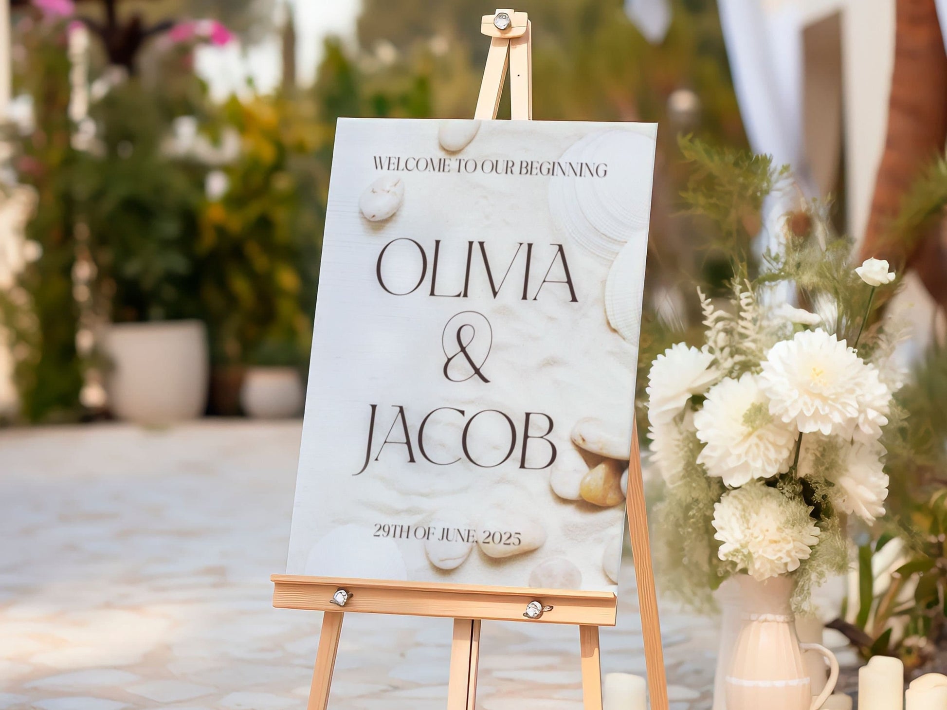 "Welcome To Our Beginning" Beach Wedding Welcome Sign - Magnolia Dane Co.