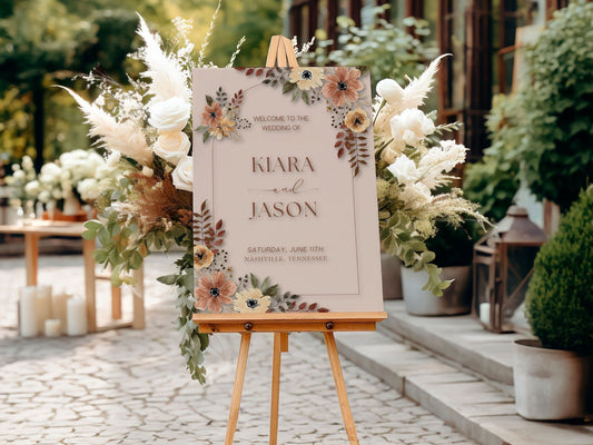 Boho Neutral Wedding Welcome Sign - Magnolia Dane Co.