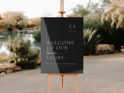 "Welcome To Our Love Story" Wedding Welcome Sign - Magnolia Dane Co.