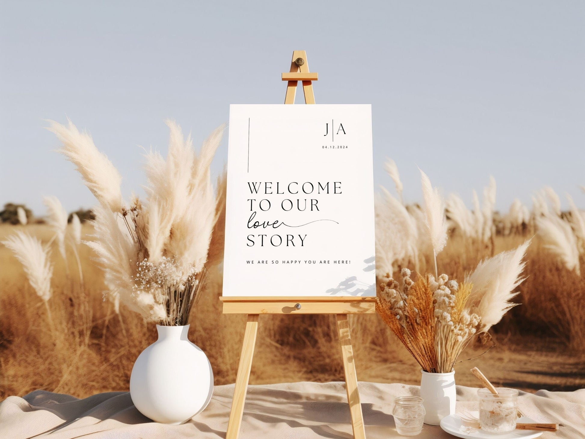 "Welcome To Our Love Story" Wedding Welcome Sign - Magnolia Dane Co.