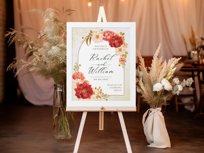 Fall Florals Wedding Welcome Sign - Magnolia Dane Co.