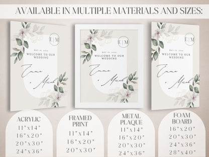 Neutral Florals Wedding Welcome Sign - Magnolia Dane Co.