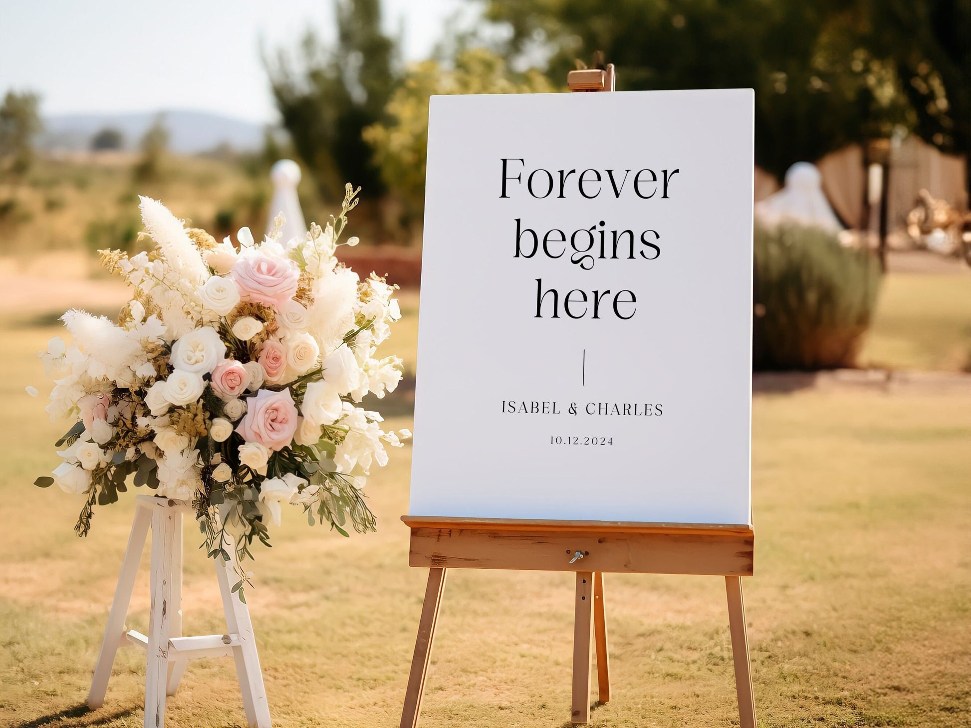 "Forever Begins Here" Wedding Welcome Sign - Magnolia Dane Co.