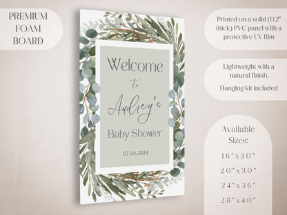 Boho Foliage Baby Shower Welcome Sign - Magnolia Dane Co.