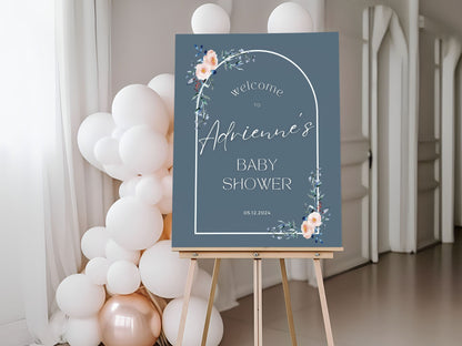 Navy Minimalist Baby Shower Welcome Sign - Magnolia Dane Co.