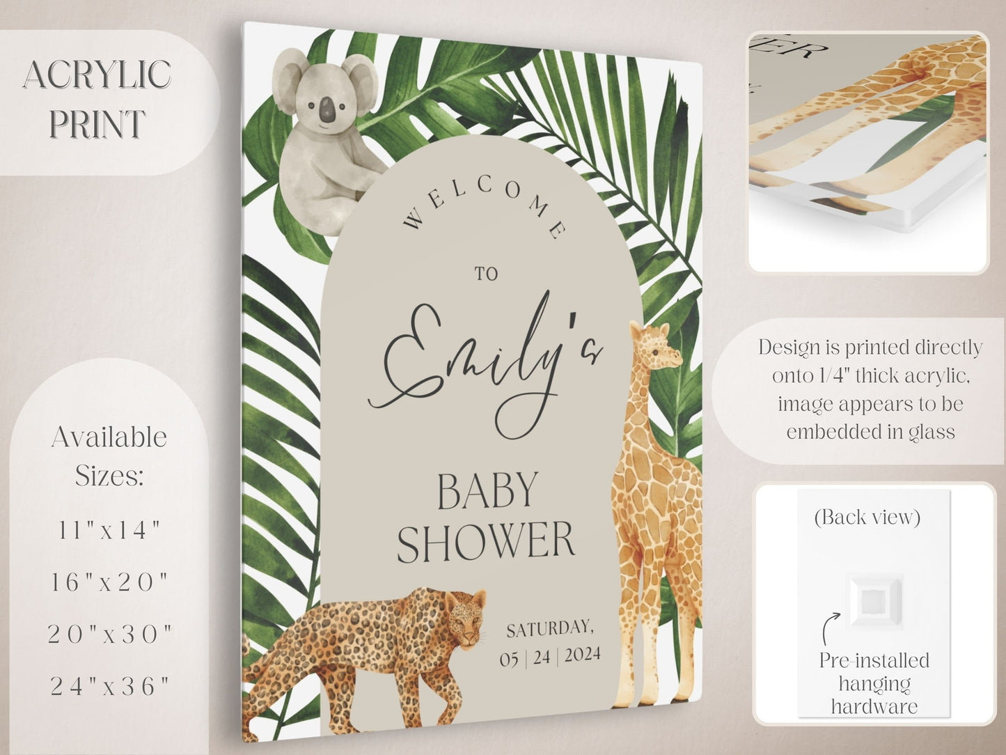 Jungle Animals Baby Shower Welcome Sign - Magnolia Dane Co.