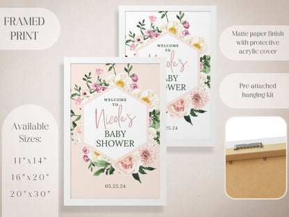 Floral Geometric Baby Shower Welcome Sign - Magnolia Dane Co.