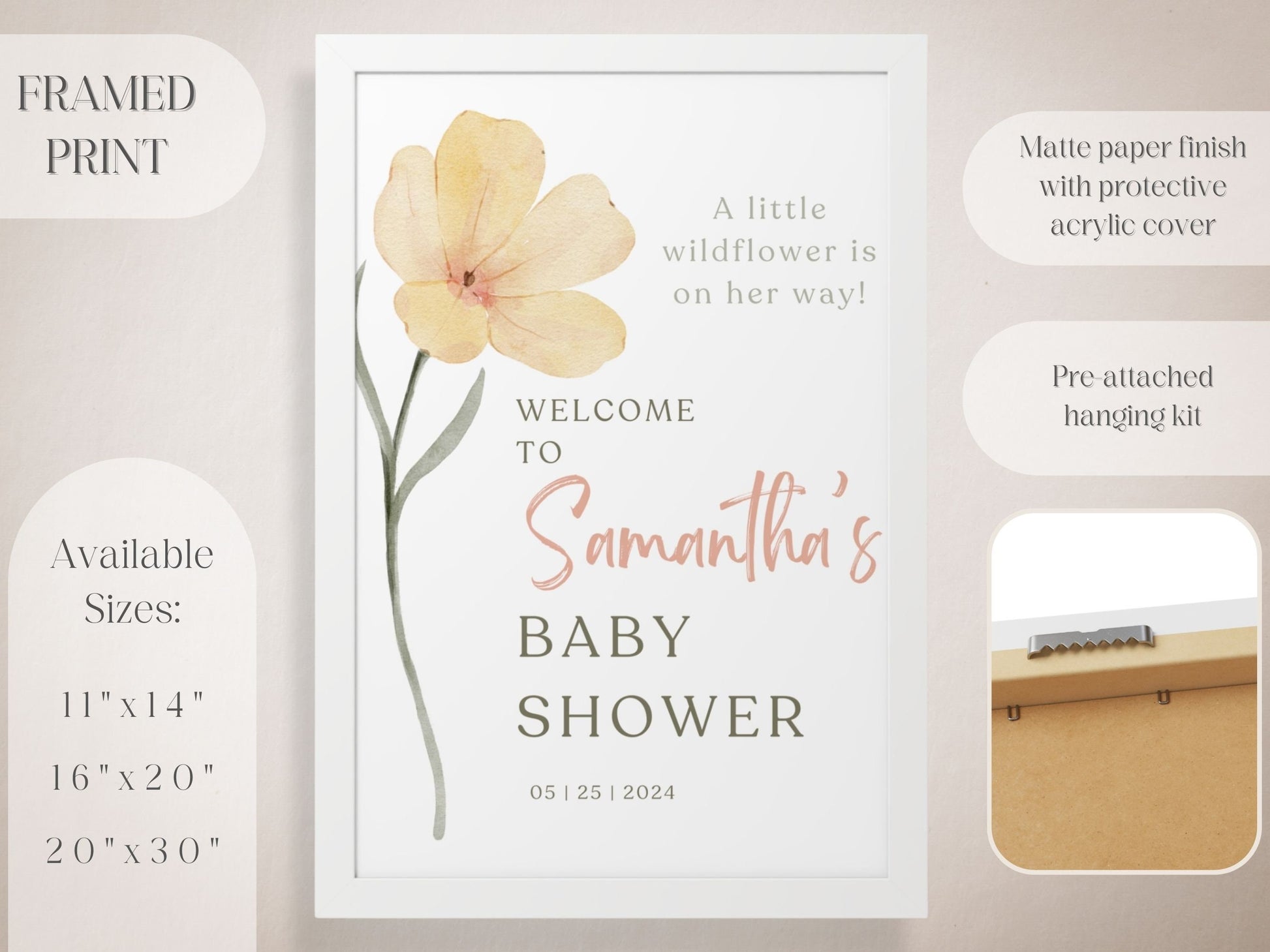 "Little Wildflower" Baby Shower Welcome Sign - Magnolia Dane Co.