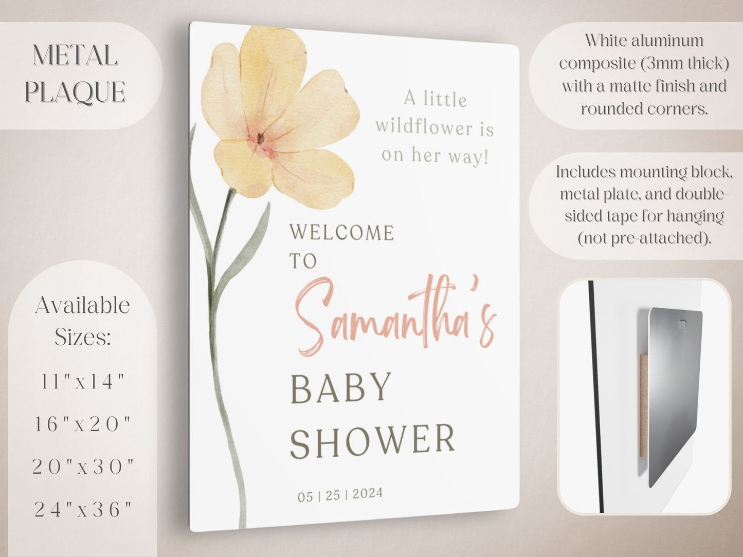 "Little Wildflower" Baby Shower Welcome Sign - Magnolia Dane Co.