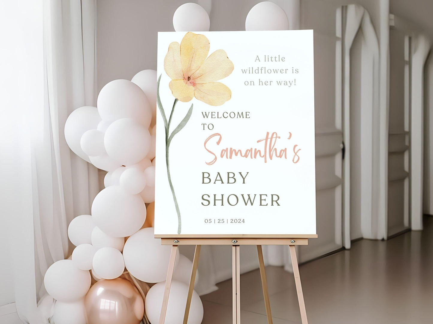 "Little Wildflower" Baby Shower Welcome Sign - Magnolia Dane Co.