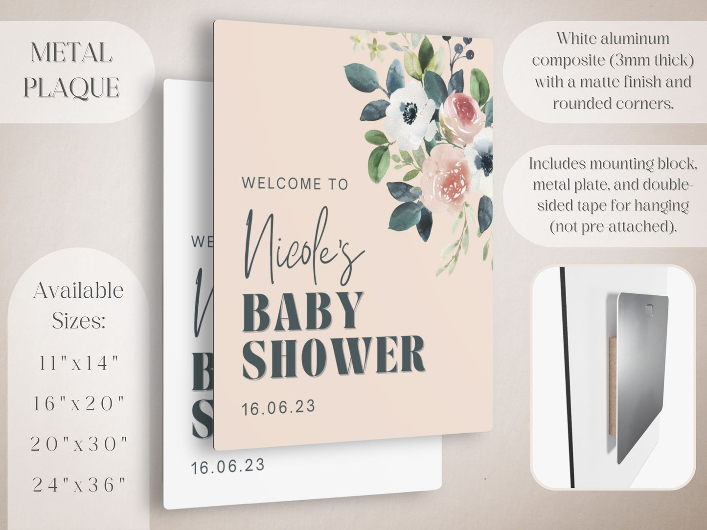 Modern Floral Baby Shower Welcome Sign - Magnolia Dane Co.