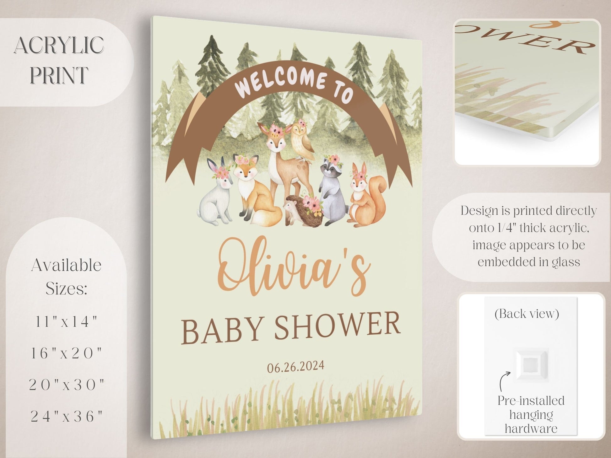 Woodland Creatures Baby Shower Welcome Sign - Magnolia Dane Co.