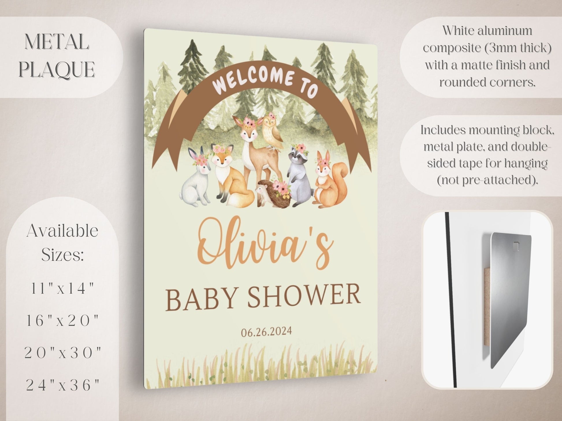 Woodland Creatures Baby Shower Welcome Sign - Magnolia Dane Co.