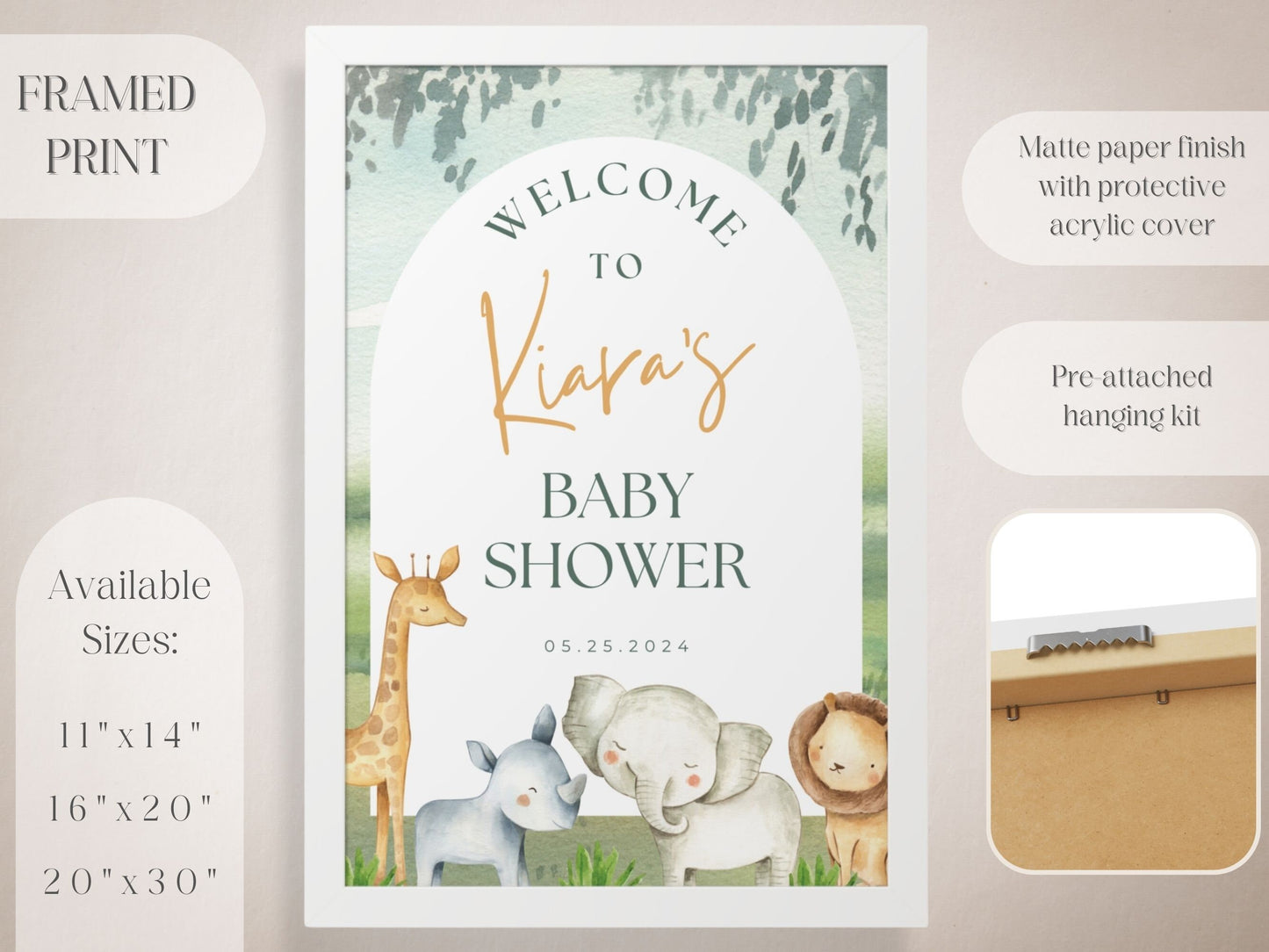 Safari Themed Baby Shower Welcome Sign - Magnolia Dane Co.