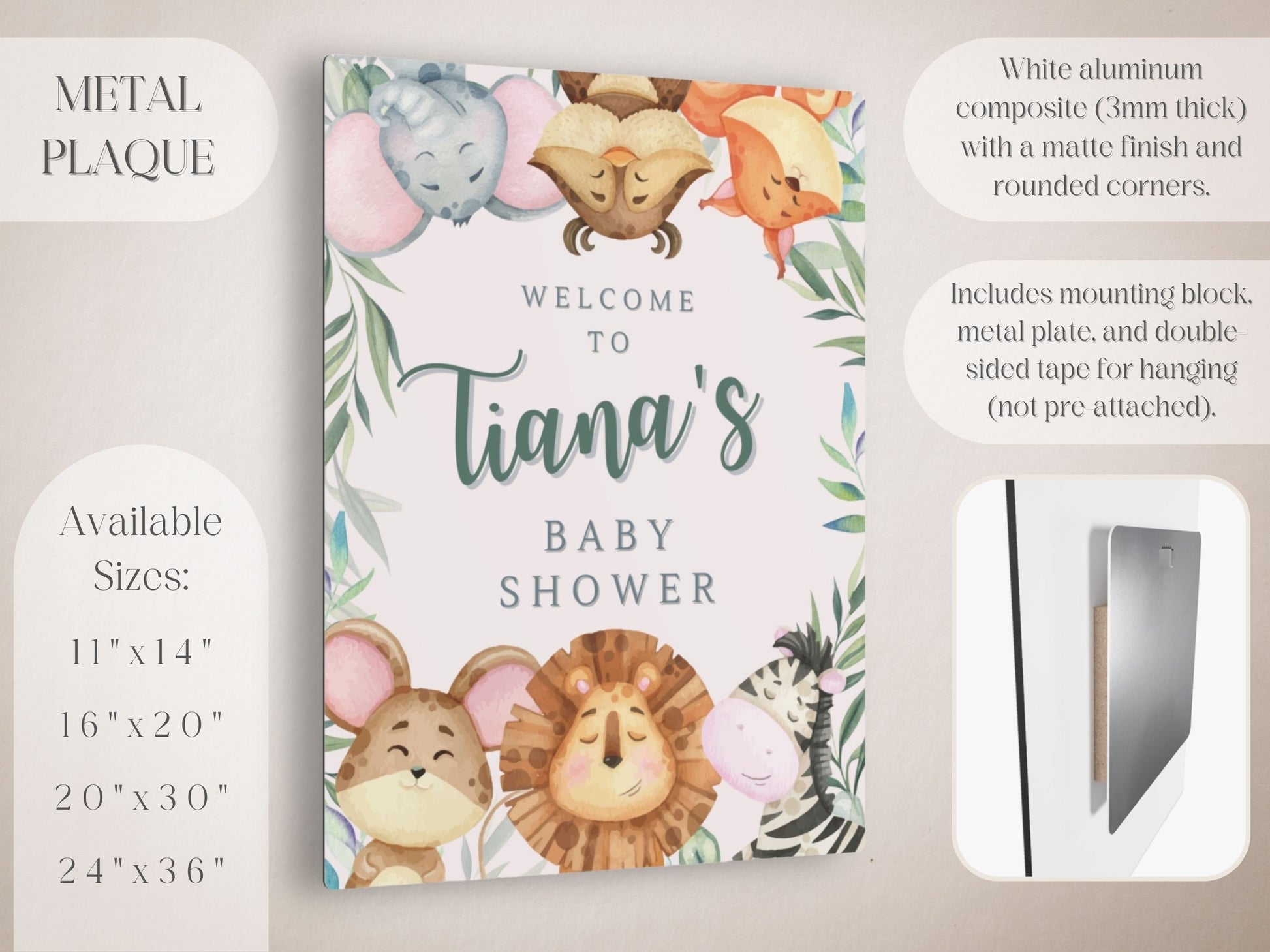 Animal Themed Baby Shower Welcome Sign - Magnolia Dane Co.