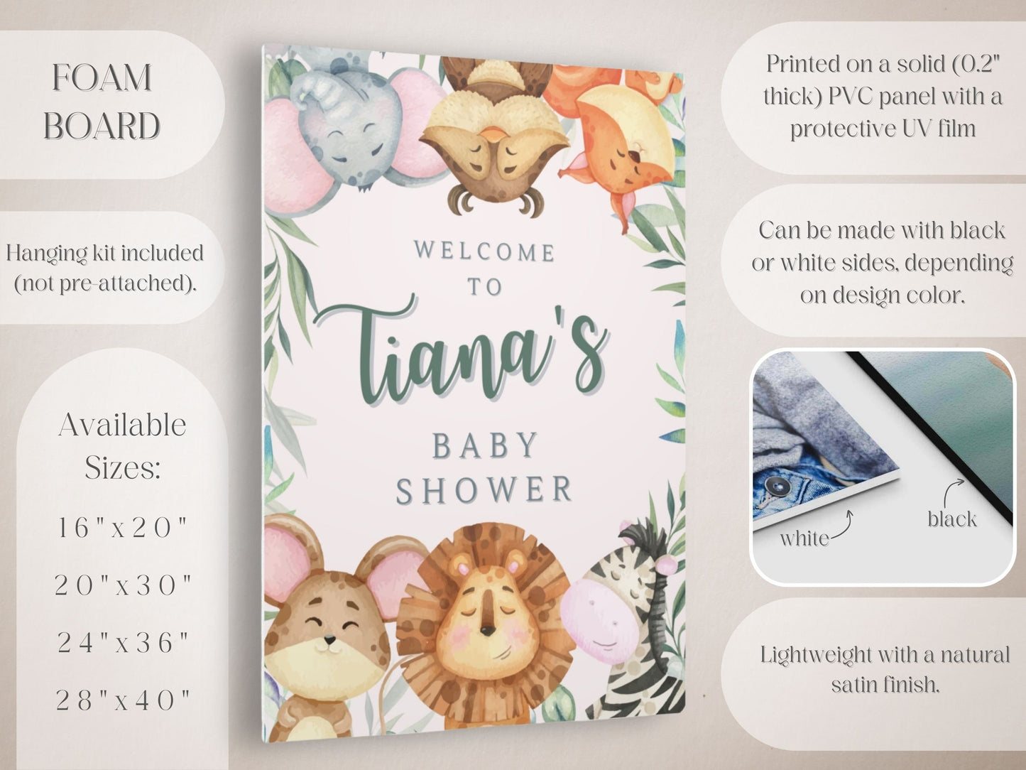 Animal Themed Baby Shower Welcome Sign - Magnolia Dane Co.