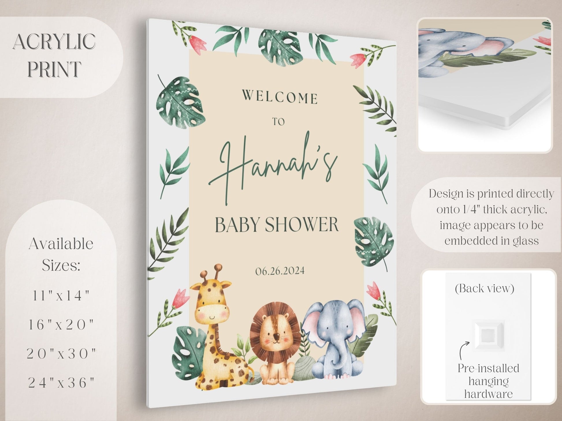 Jungle Safari Baby Shower Welcome Sign - Magnolia Dane Co.