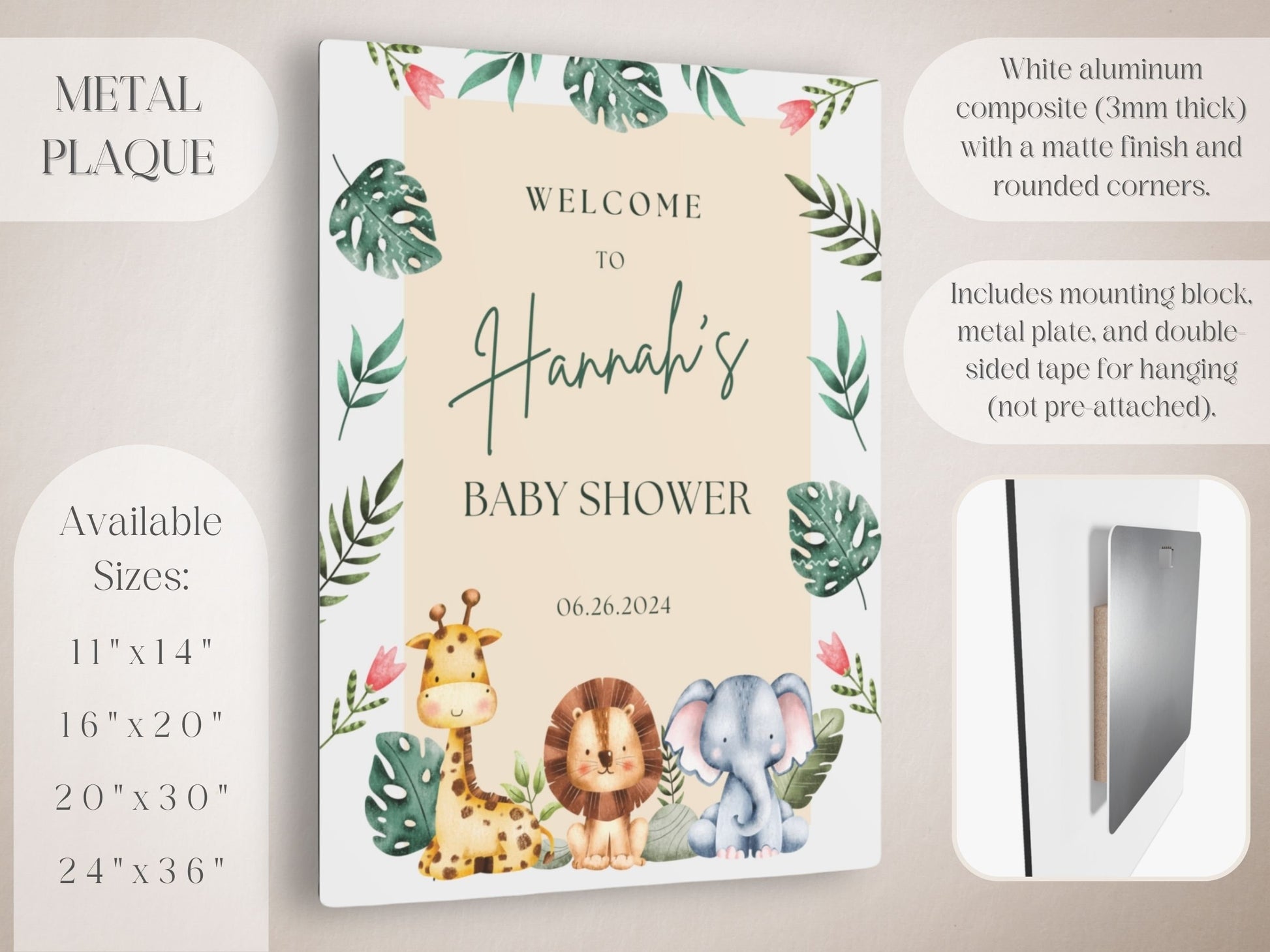 Jungle Safari Baby Shower Welcome Sign - Magnolia Dane Co.