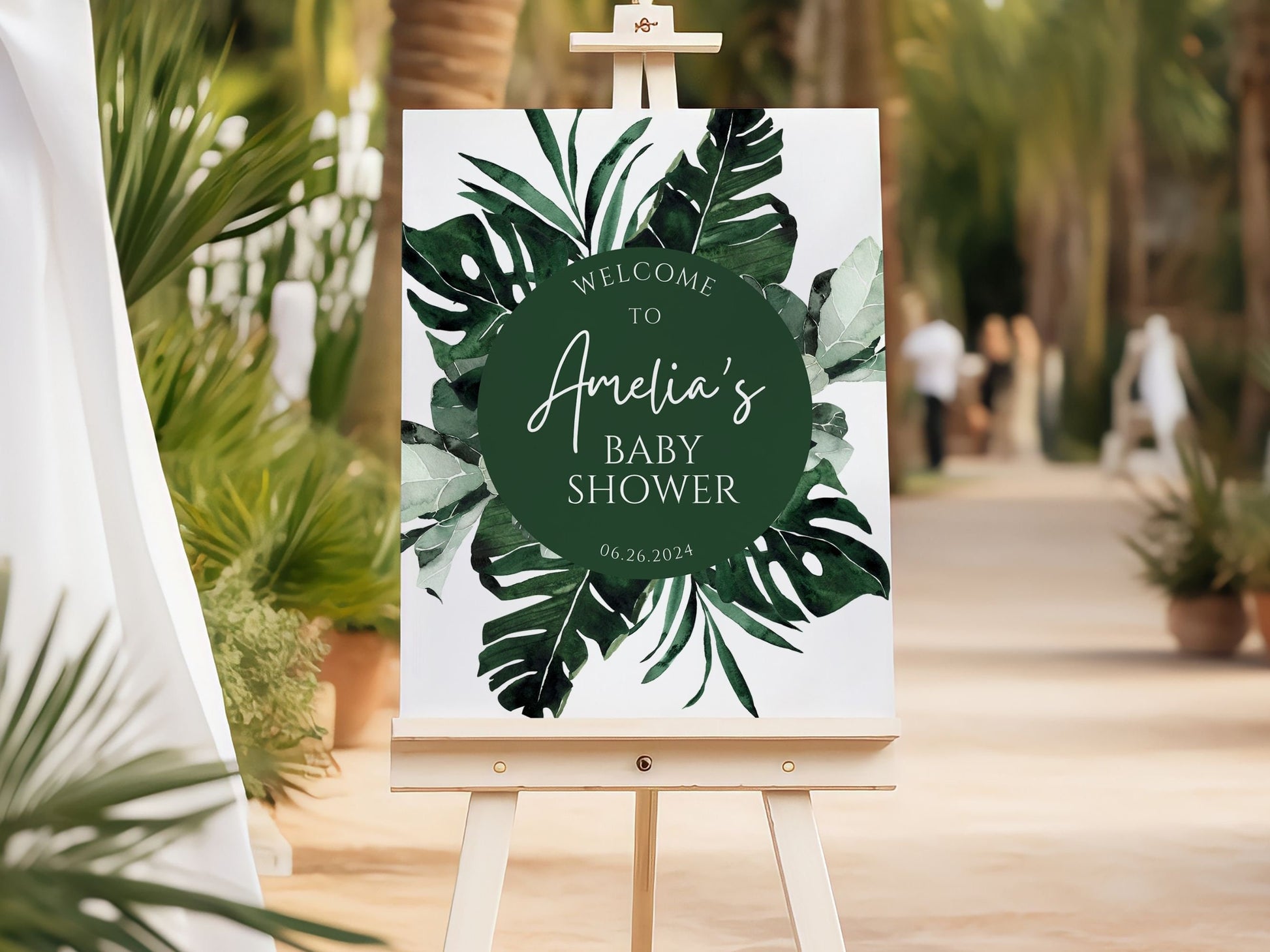 Tropical Foliage Baby Shower Welcome Sign - Magnolia Dane Co.