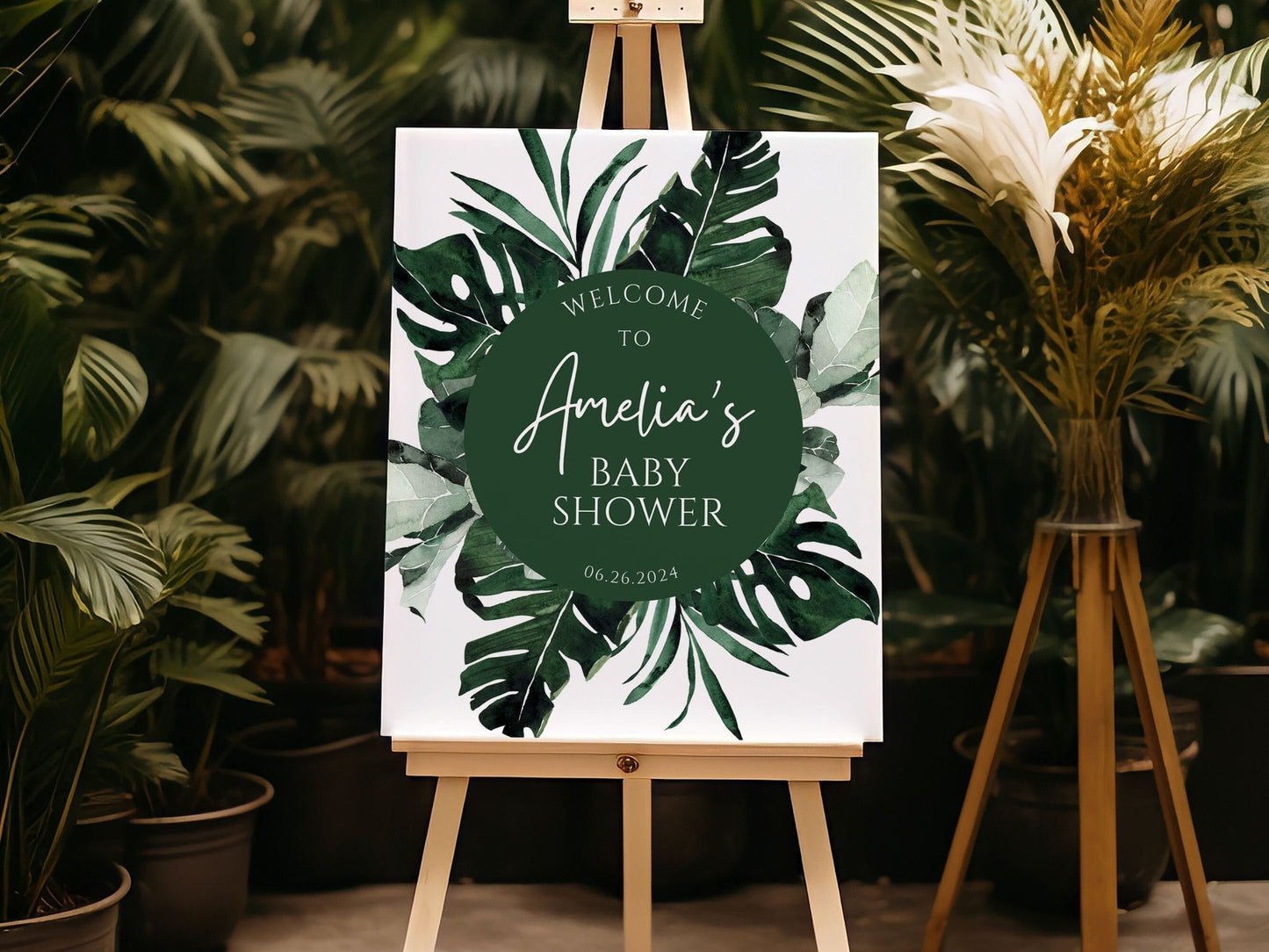 Tropical Foliage Baby Shower Welcome Sign - Magnolia Dane Co.