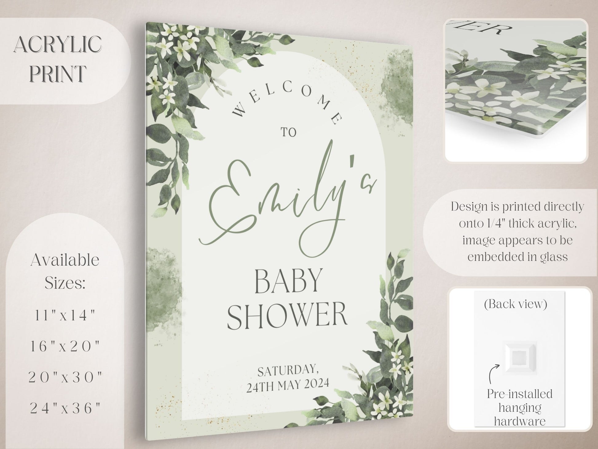 Boho Leaves Arch Baby Shower Welcome Sign - Magnolia Dane Co.