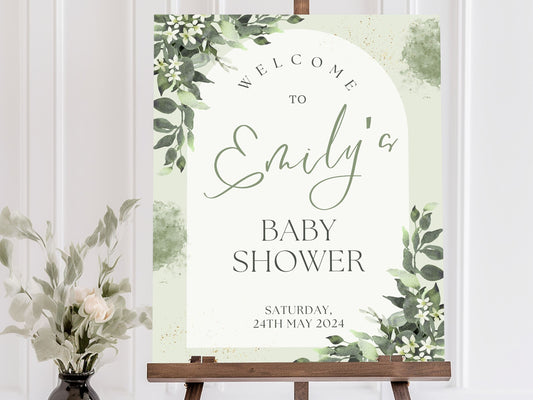 Boho Leaves Arch Baby Shower Welcome Sign - Magnolia Dane Co.